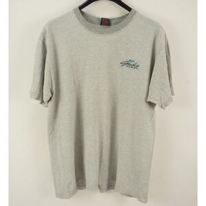 Vintage 80s 90s Gecko Hawaii USA Men's XL Short Sleeve Gray Knit Logo Crew Shirt